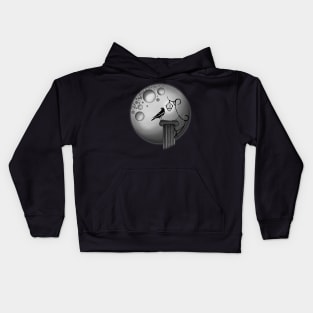 Crow and Moon - Black and White Kids Hoodie